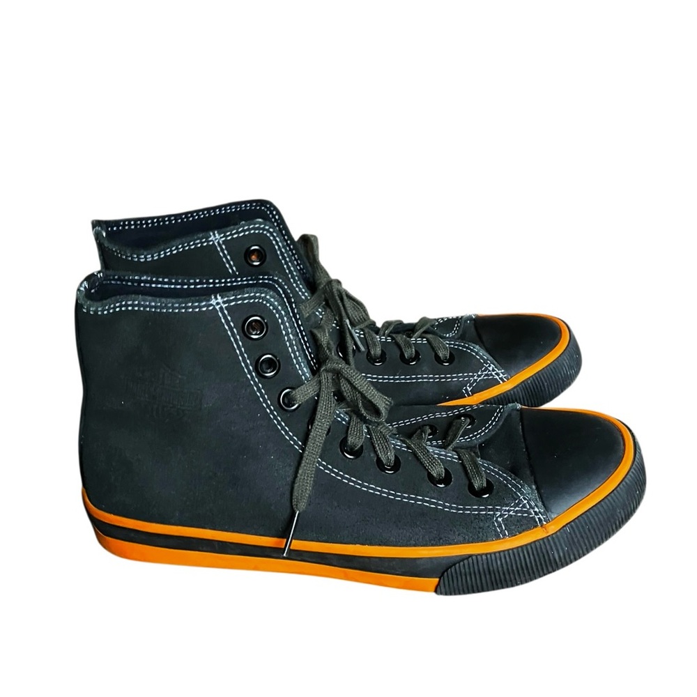 HARLEY-DAVIDSON Nathan Black Orange Hi Top Canvas Athletic Shoes Men's Size 8